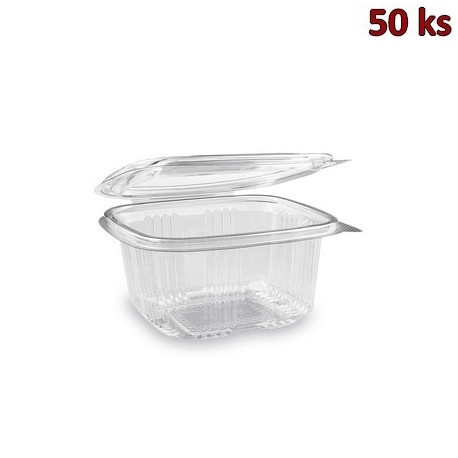 Plastová krabička s víčkem hranatá 500 ml rPET [50 ks]