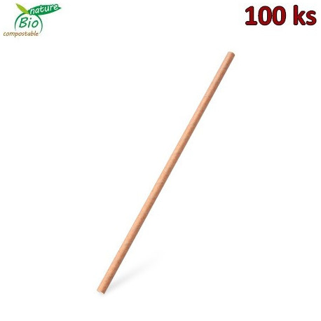 Slámka papírová JUMBO natural 28 cm, Ø 8 mm [100 ks]