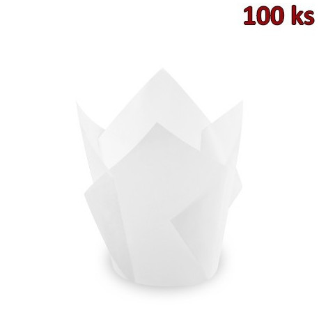 Cukrářský košíček TULIP bílý Ø 5 x 8,5 cm (16 x 16 cm) [100 ks]