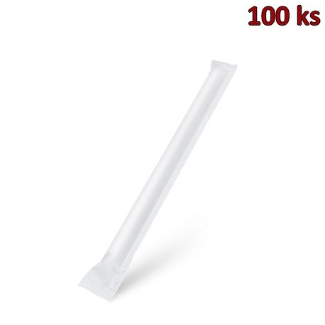 Slámky papírové bílé JUMBO Ø 12mm x 23cm jednotlivě balené [100 ks]