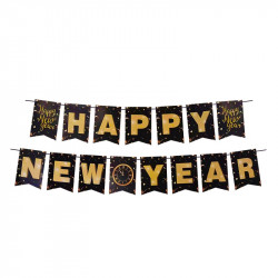 Papírová girlanda sada HAPPY NEW YEAR 15 x (16 x 20 cm) + 5 m (PAP/PP) [1 ks]