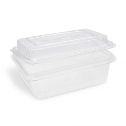 Miska hranatá s vypouklým víčkem 1500+450 ml rPET [50 ks]
