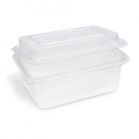 Miska hranatá s vypouklým víčkem 2000+450 ml rPET [50 ks]